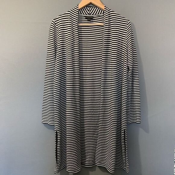 J Jill Size Small Wearever Open Front Striped Long Cardigan Layering Sweater - Picture 1 of 7